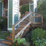 Deck design with stairs.